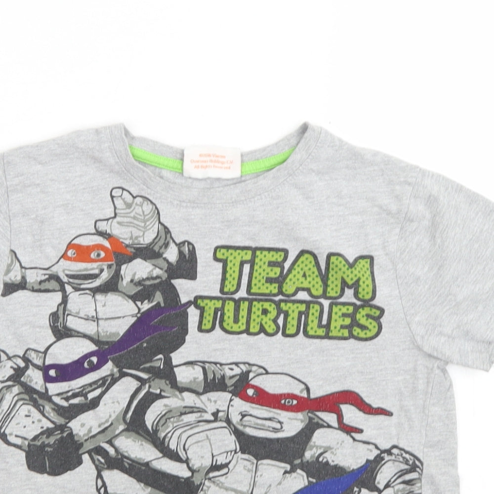 TU Boys Grey  Cotton Basic T-Shirt Size 7 Years Collared  - Teenage Mutant Ninja Turtles