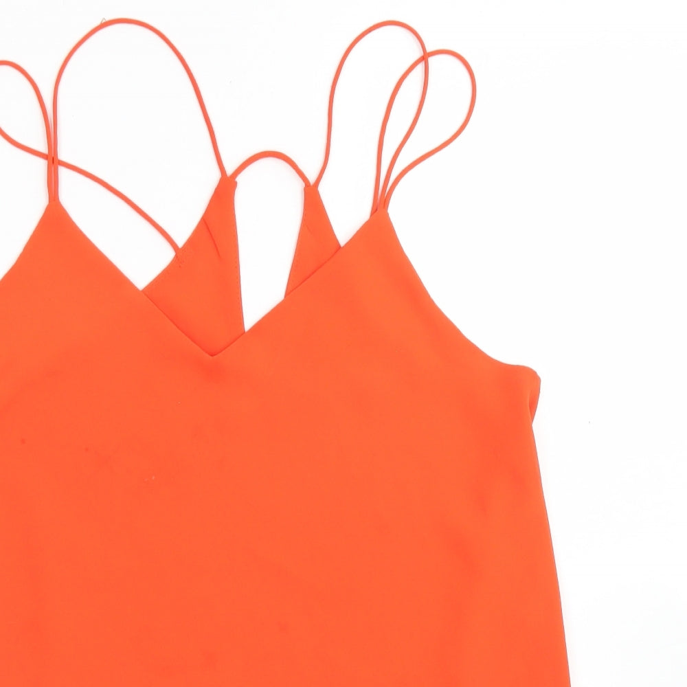 New Look Womens Orange  Polyester Camisole Blouse Size 8 Round Neck