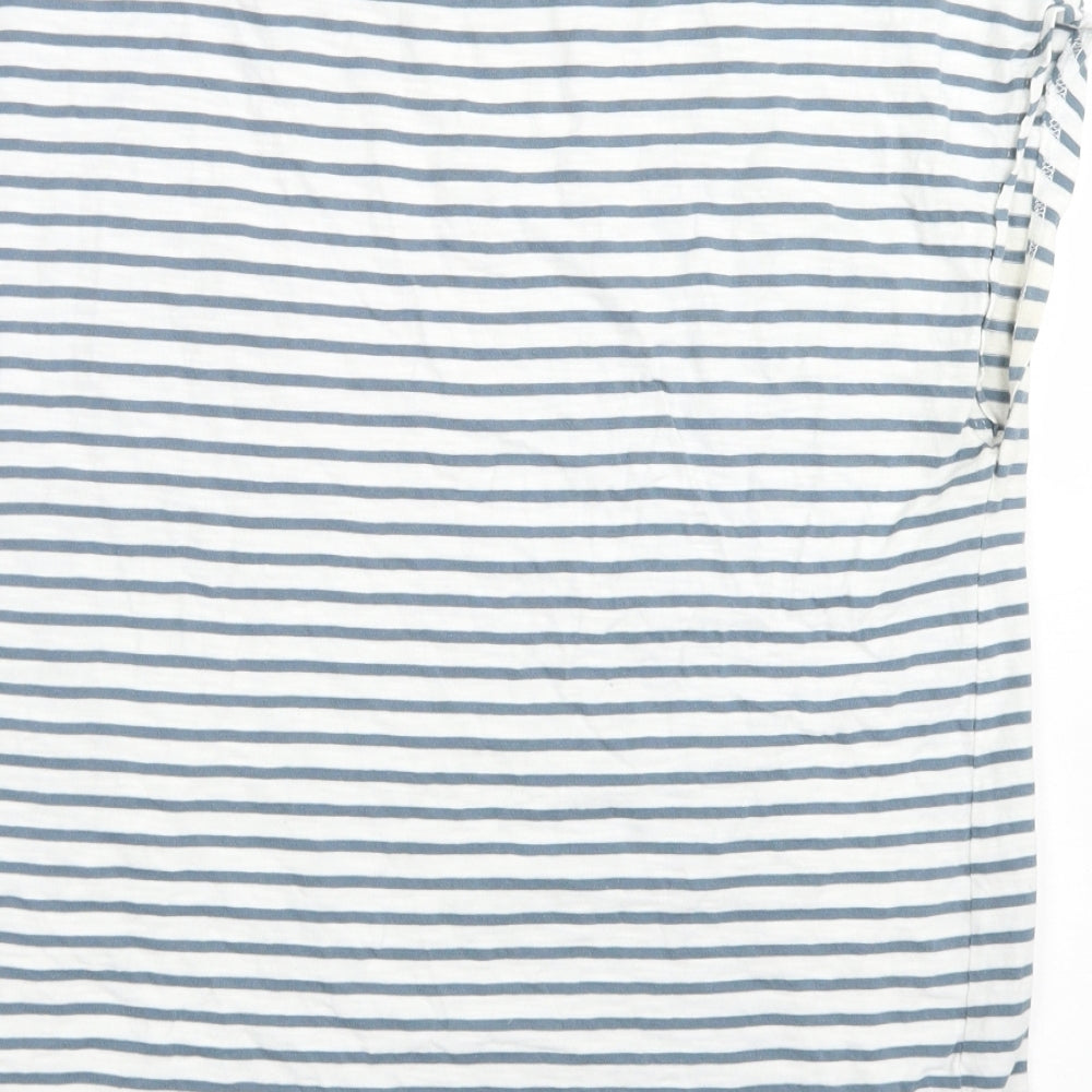 NEXT Womens Black Striped Cotton Basic T-Shirt Size 16 Crew Neck