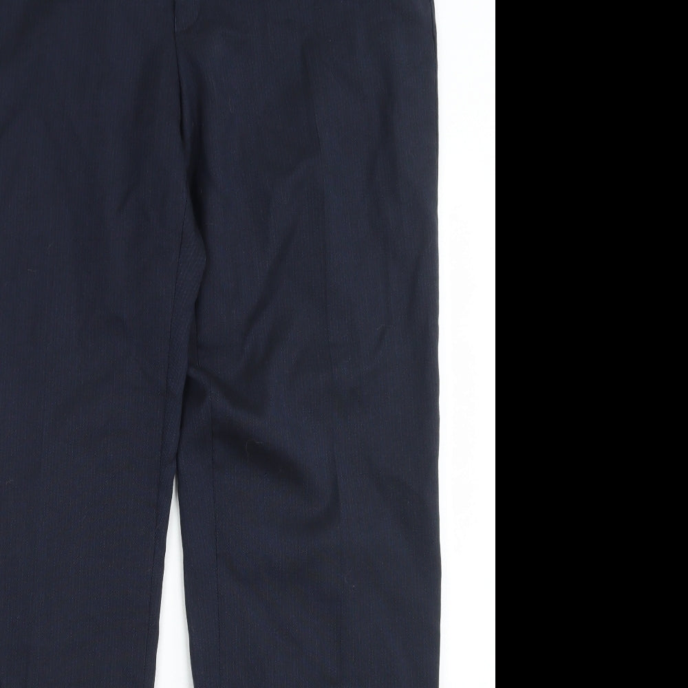 M&S Collection Mens Blue Striped Polyester Dress Pants Trousers Size 36 in L32 in Regular Hook & Eye