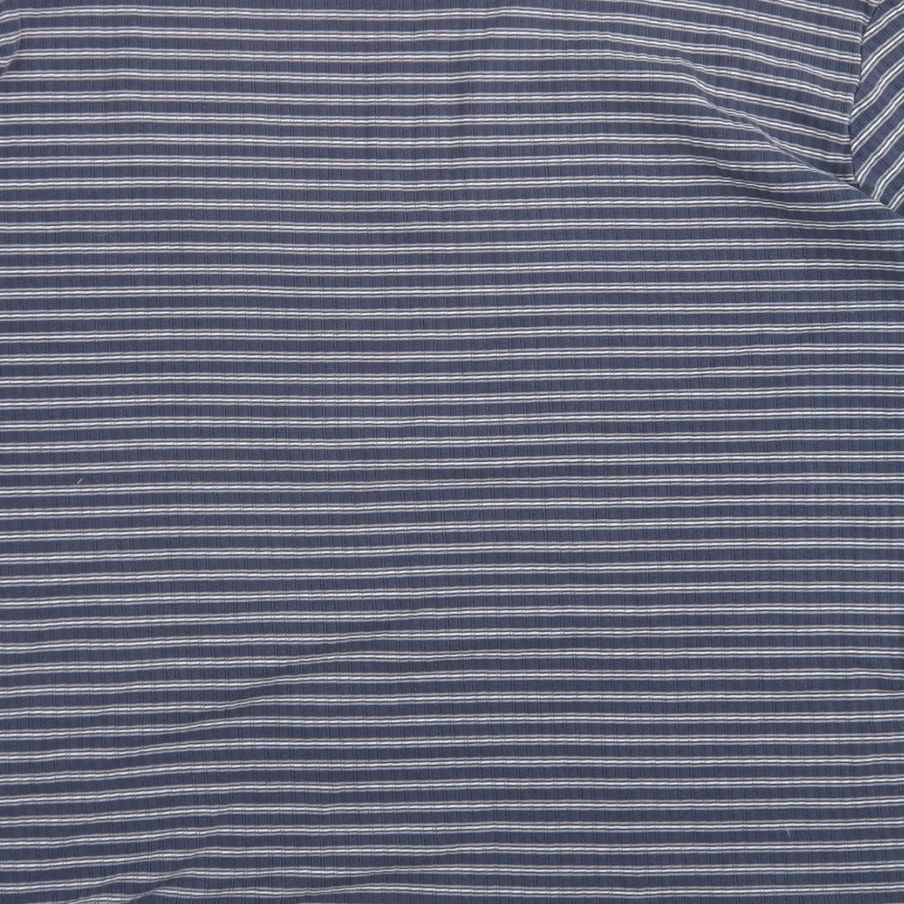 Marks & Spencer Mens Blue Striped Cotton  T-Shirt Size XL Crew Neck