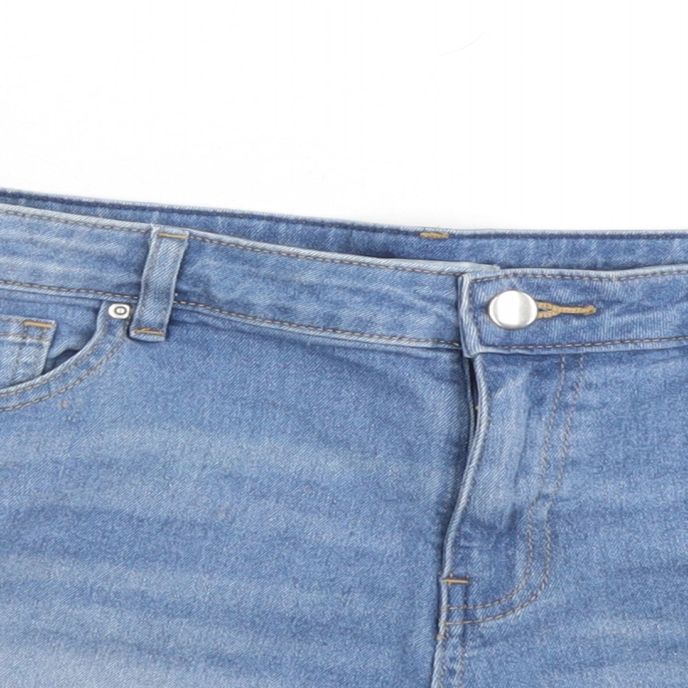 H&M Womens Blue  Cotton Hot Pants Shorts Size 14 L3 in Regular Button