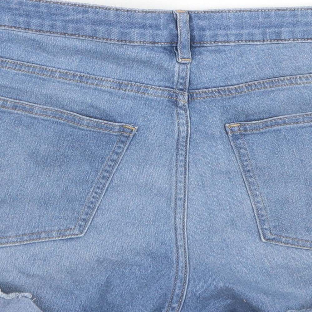 H&M Womens Blue  Cotton Hot Pants Shorts Size 14 L3 in Regular Button