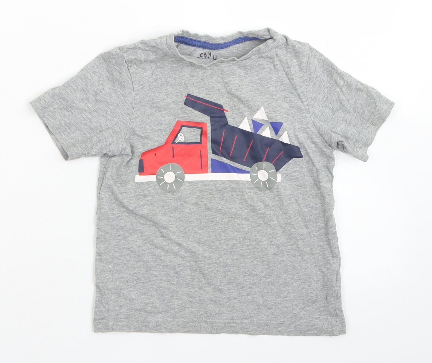 TU Boys Grey  Cotton Basic T-Shirt Size 2-3 Years Crew Neck  - Digger