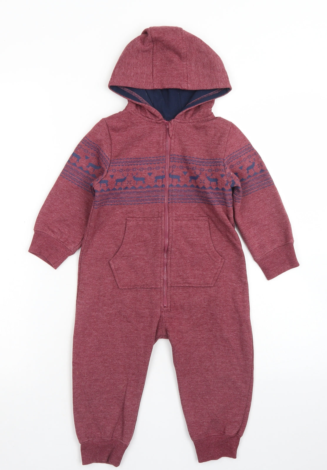 Rebel Boys Purple Fair Isle Polyester Capri One Piece Size 18-24 Months  Zip