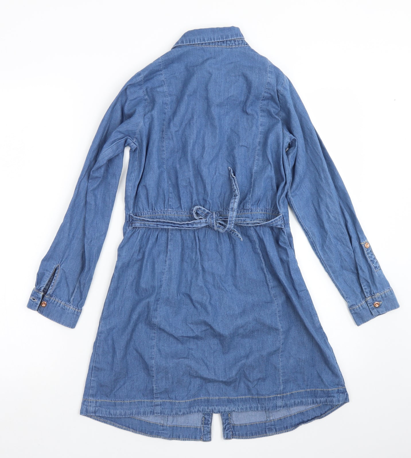 Nutmeg Girls Blue  Cotton Shirt Dress  Size 10-11 Years  Collared Button