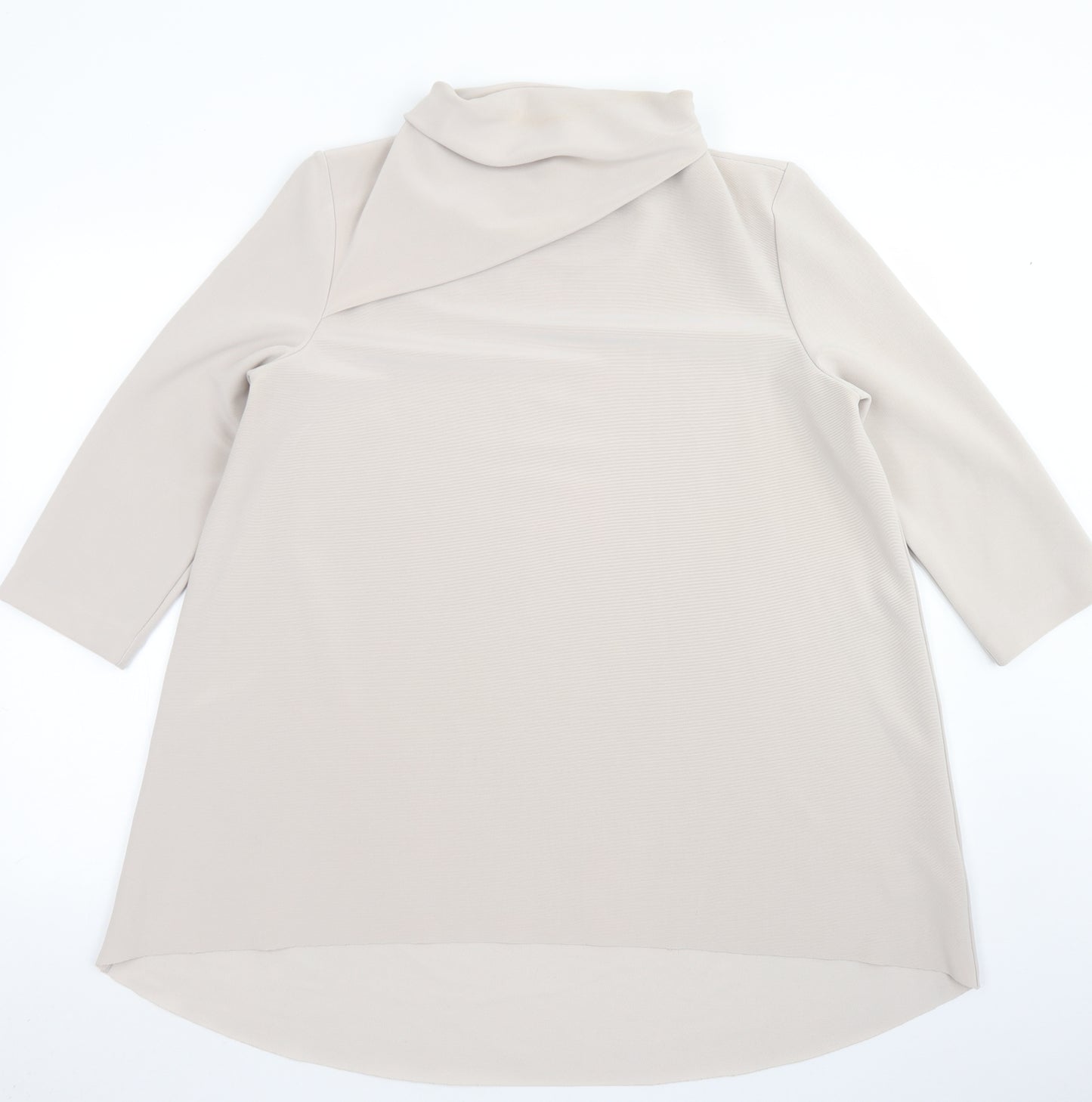 COS Womens Beige  Polyester Basic Blouse Size L Mock Neck