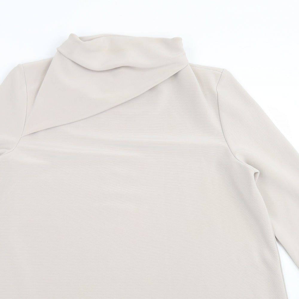 COS Womens Beige  Polyester Basic Blouse Size L Mock Neck