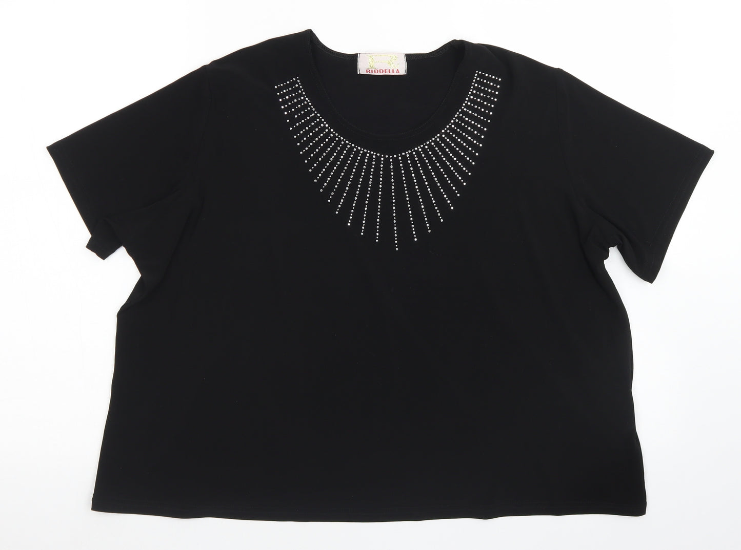 Riddella Womens Black  Polyester Basic Blouse Size 20 Round Neck