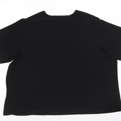 Riddella Womens Black  Polyester Basic Blouse Size 20 Round Neck