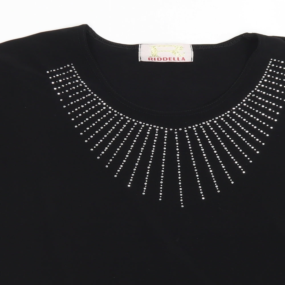 Riddella Womens Black  Polyester Basic Blouse Size 20 Round Neck