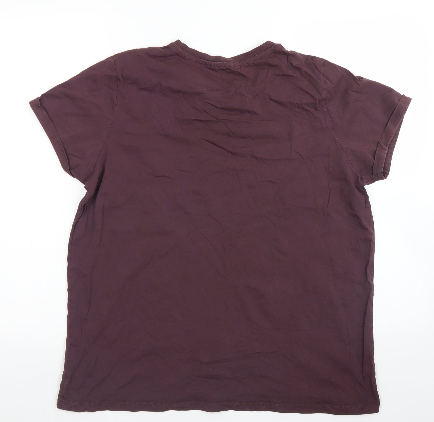 Primark Womens Brown  Cotton Basic T-Shirt Size L Crew Neck