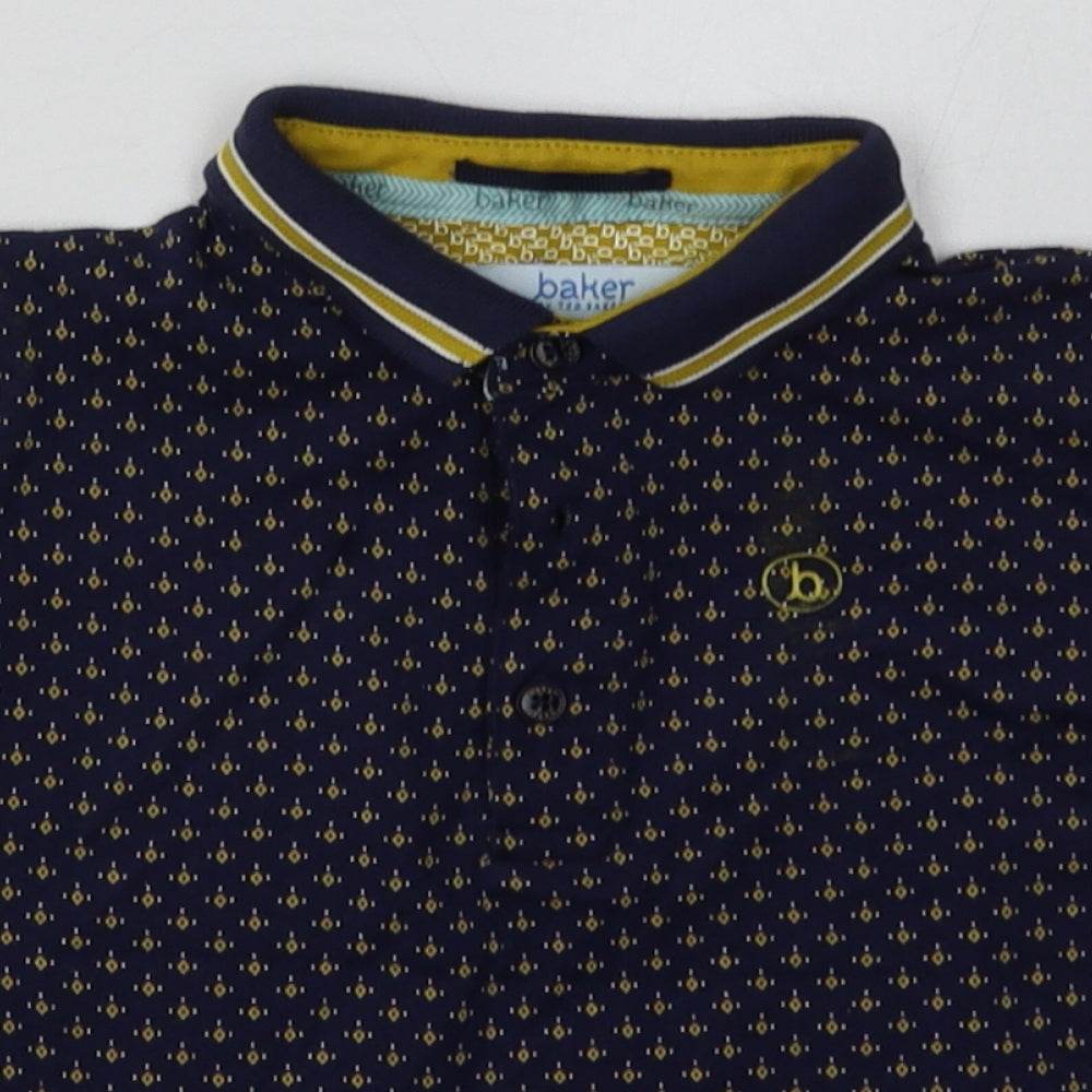 Ted Baker Boys Blue Geometric Cotton Basic Polo Size 2-3 Years Collared Button