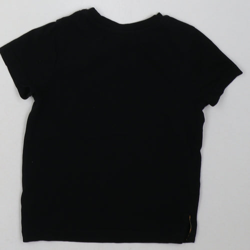 Nutmeg Boys Black  Coir Basic T-Shirt Size 3-4 Years Crew Neck Pullover - musical skull - sequin detail