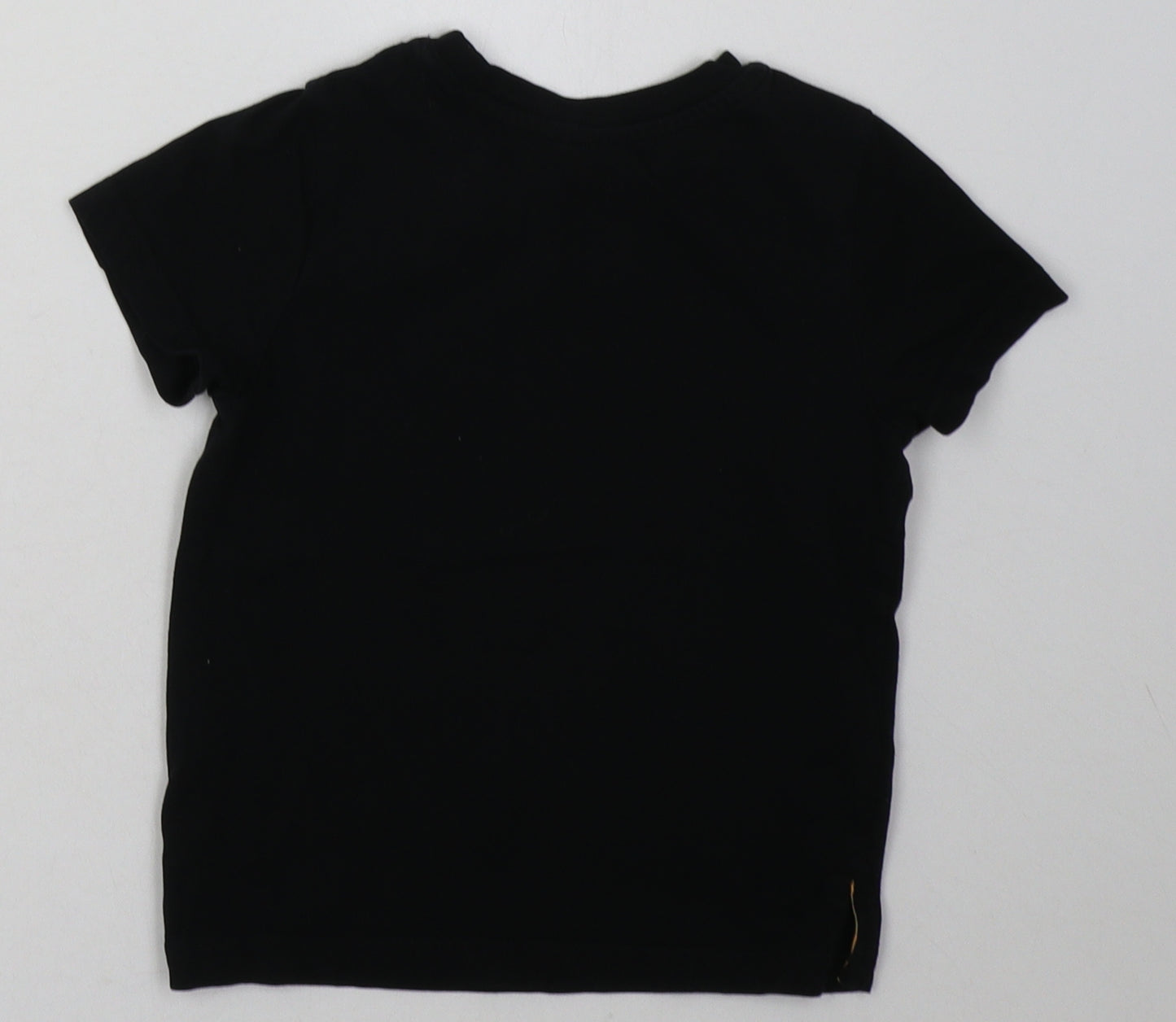 Nutmeg Boys Black  Coir Basic T-Shirt Size 3-4 Years Crew Neck Pullover - musical skull - sequin detail