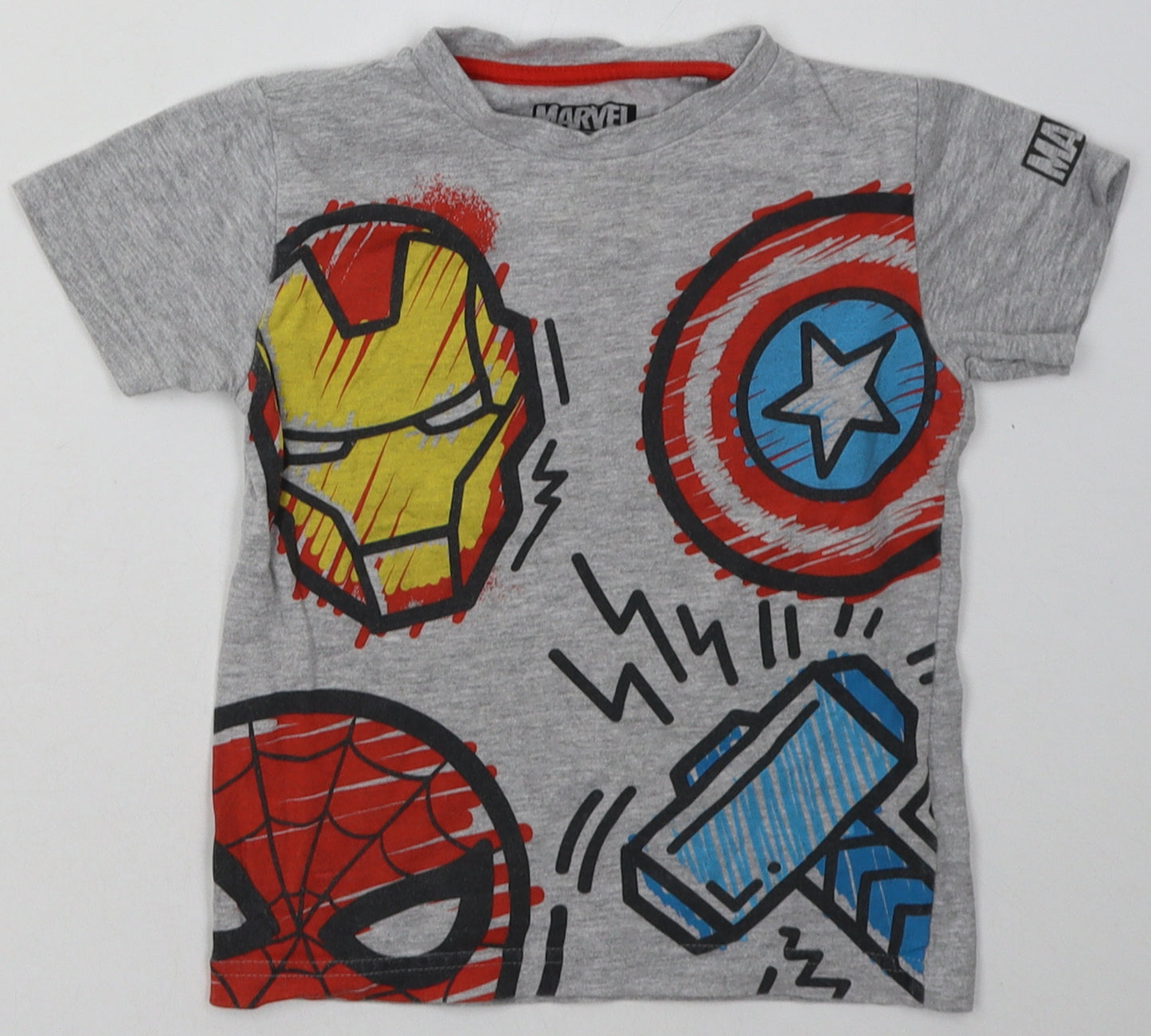 NEXT Boys Grey Geometric Cotton Basic T-Shirt Size 2-3 Years Crew Neck Pullover - Spider-Man