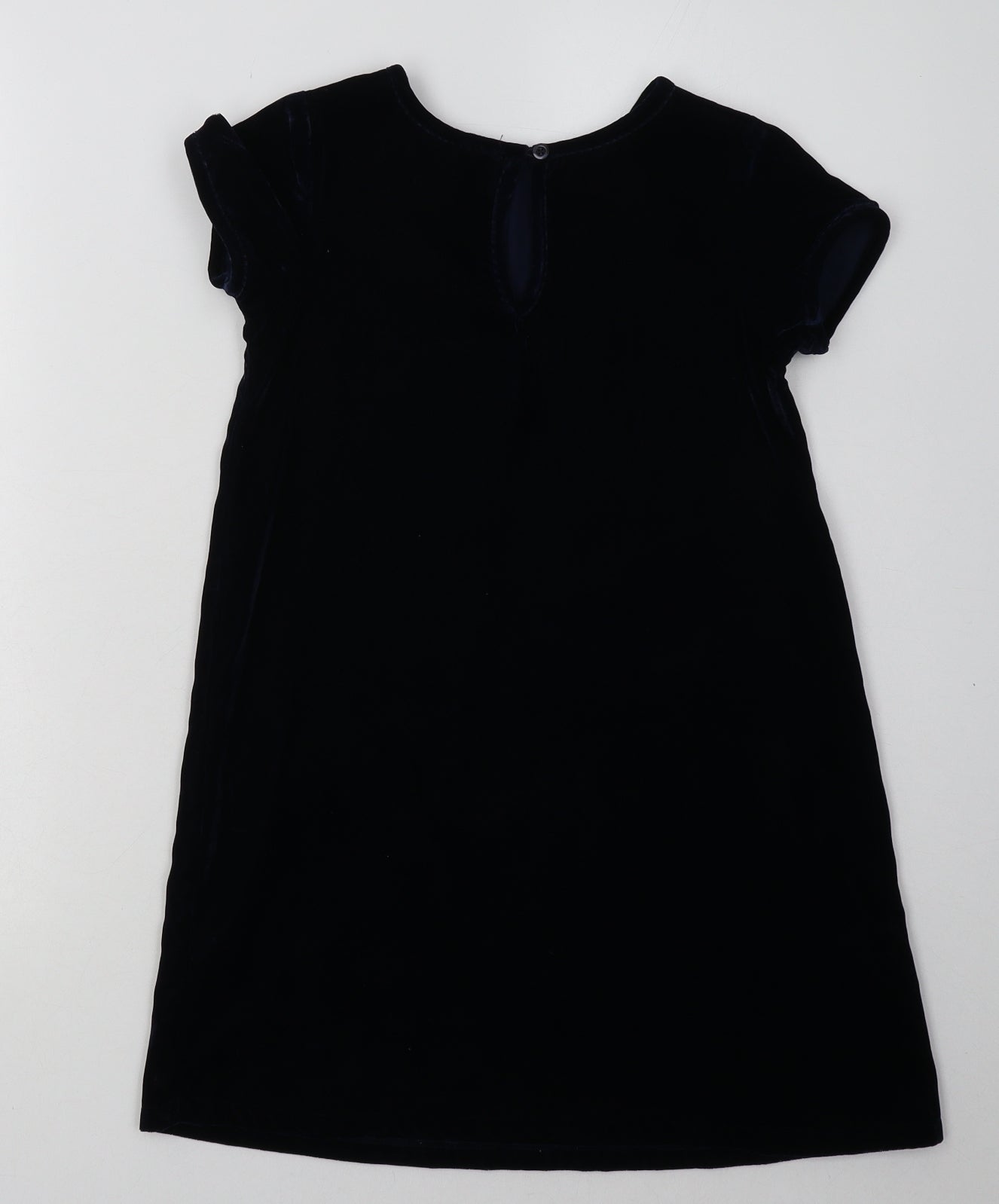 George Girls Blue Floral Polyester T-Shirt Dress  Size 7-8 Years  Crew Neck Button - Sequin Detail