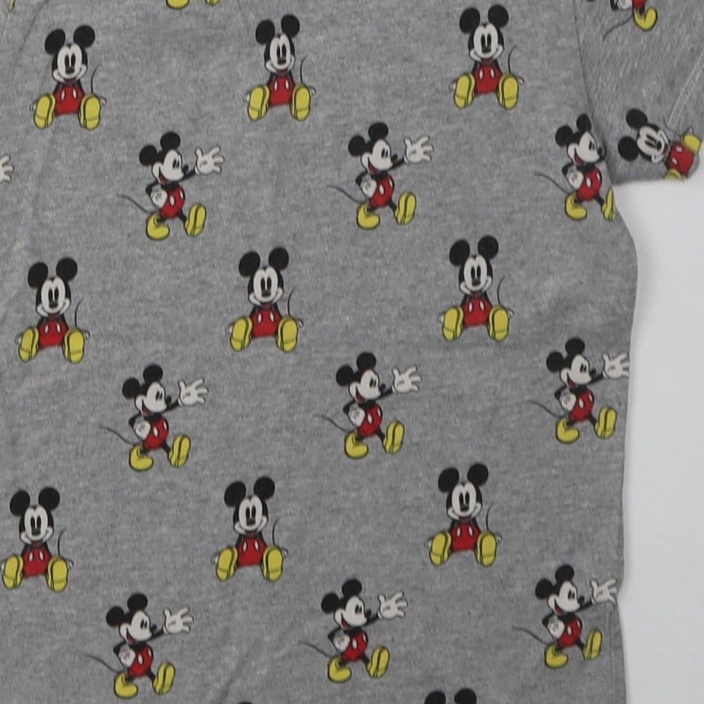 NEXT Boys Grey Geometric Cotton Basic T-Shirt Size 5-6 Years Crew Neck Pullover - Mickey Mouse