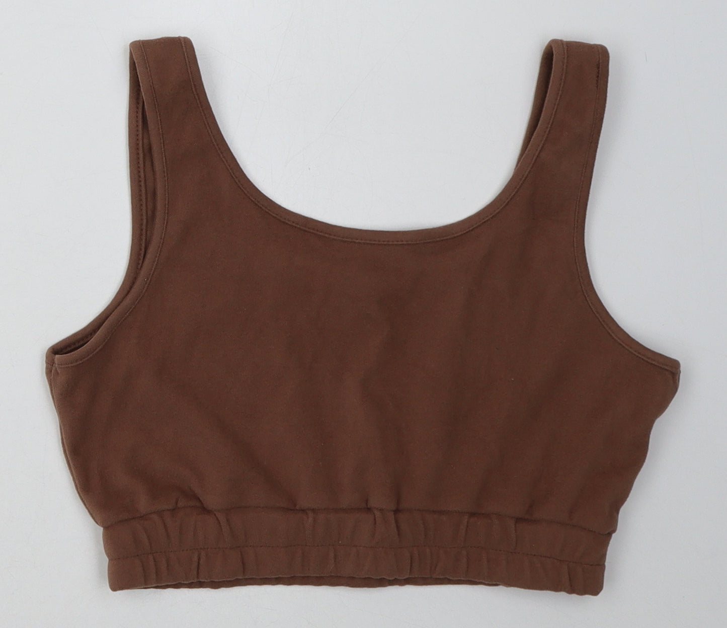 Preworn Womens Brown  Polyester Cropped Tank Size M Scoop Neck
