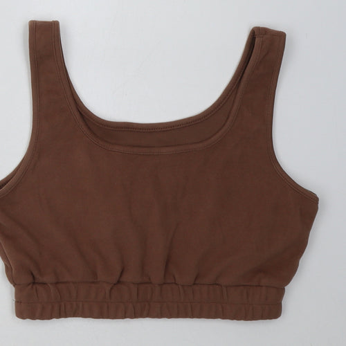 Preworn Womens Brown  Polyester Cropped Tank Size M Scoop Neck