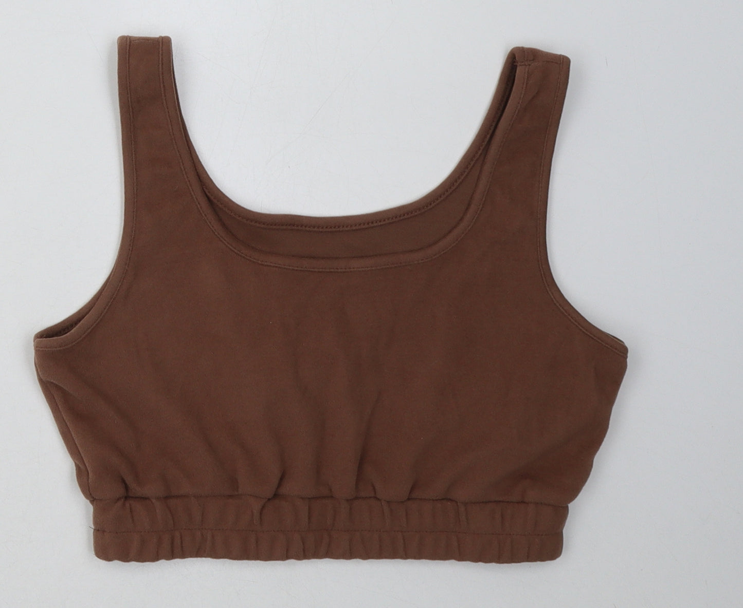 Preworn Womens Brown  Polyester Cropped Tank Size M Scoop Neck