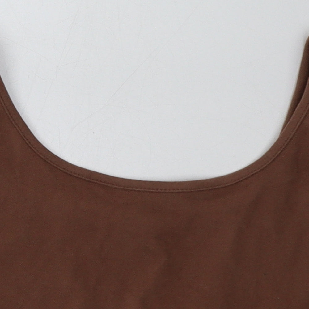 Preworn Womens Brown  Polyester Cropped Tank Size M Scoop Neck