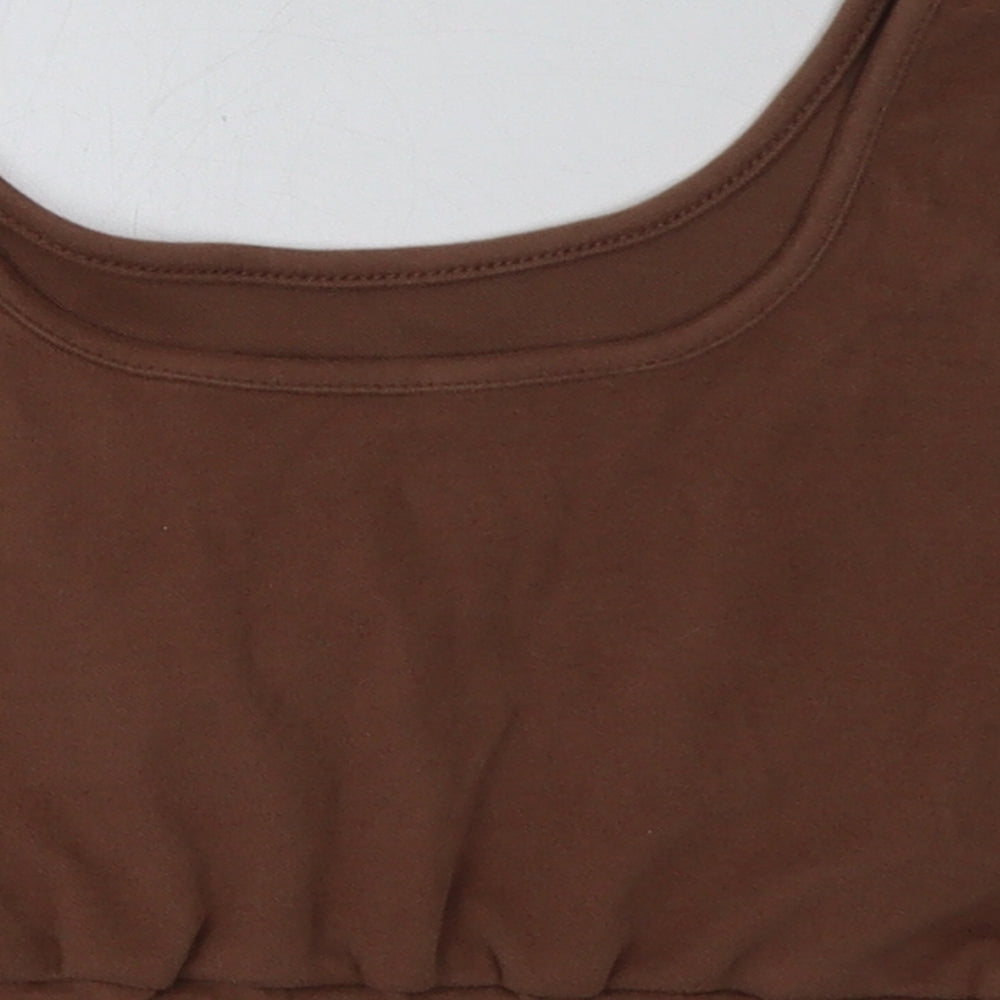 Preworn Womens Brown  Polyester Cropped Tank Size M Scoop Neck