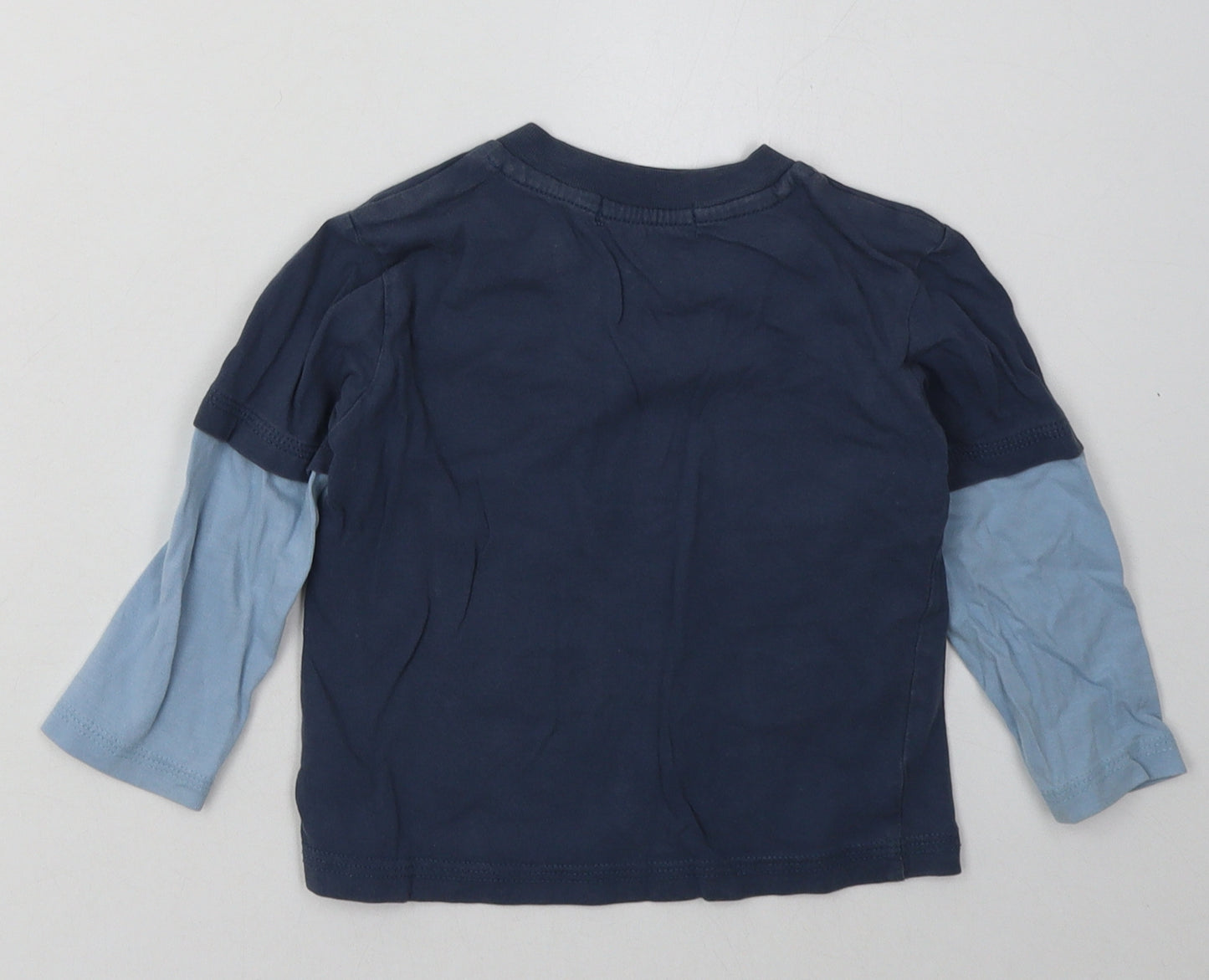 George Boys Blue Geometric Cotton Basic Casual Size 2 Years Crew Neck Pullover