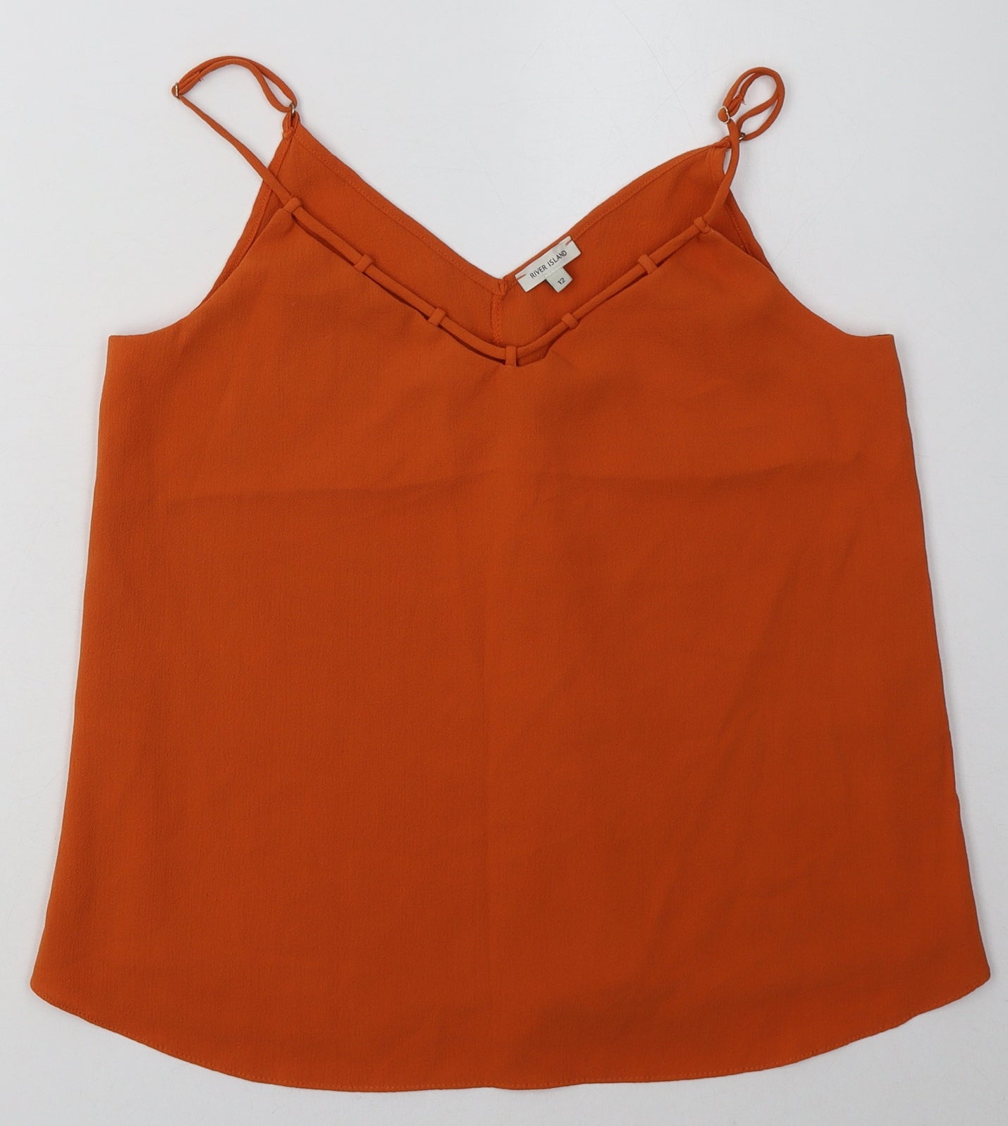 River Island Womens Orange  Polyester Basic Tank Size 12 V-Neck