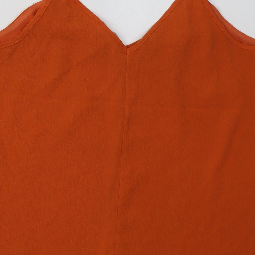 River Island Womens Orange  Polyester Basic Tank Size 12 V-Neck