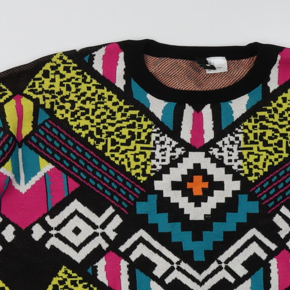 H&M Womens Multicoloured Geometric Viscose Pullover Sweatshirt Size S  Pullover