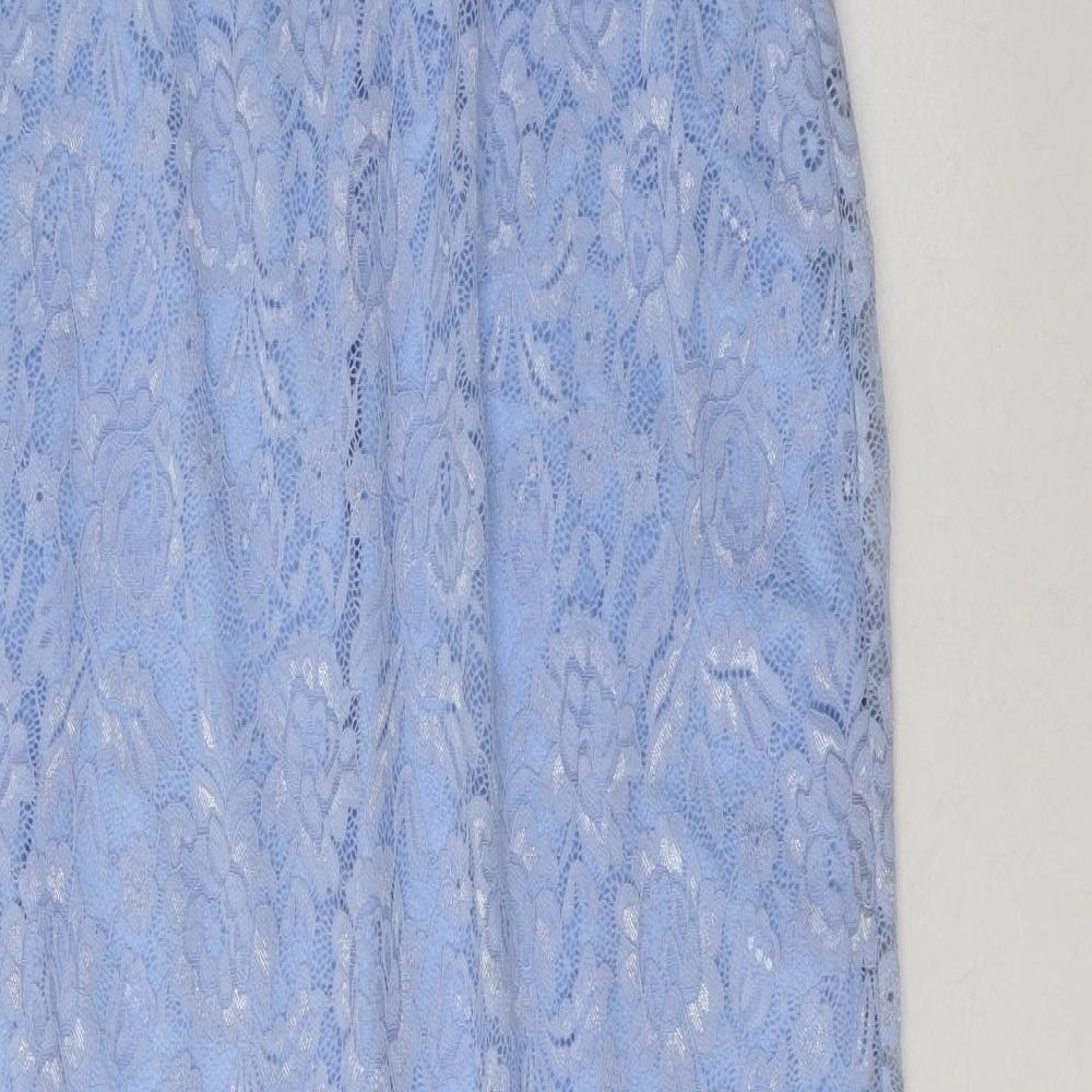 Studio Womens Blue Floral Polyamide A-Line  Size 12  Off the Shoulder Pullover