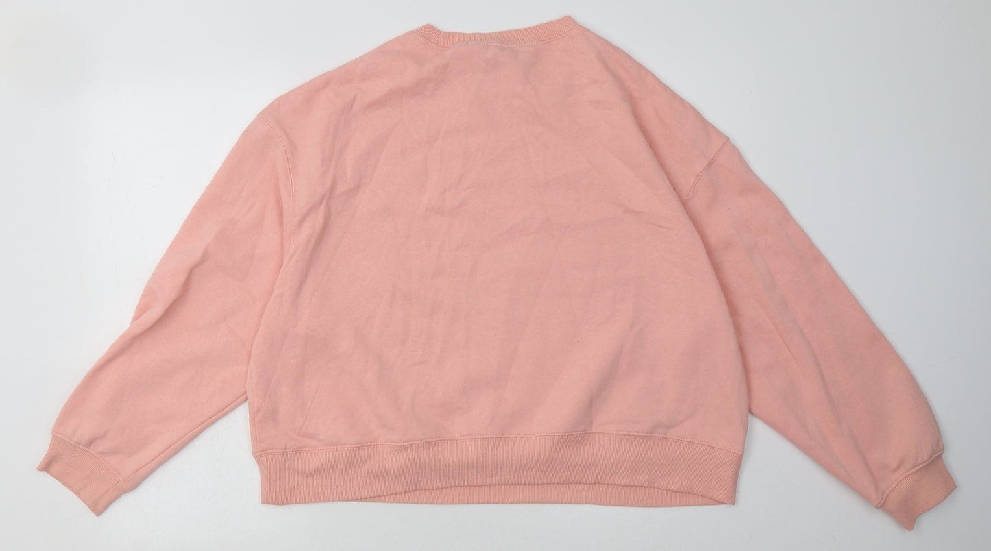 New Look Womens Pink  Cotton Pullover Sweatshirt Size L  Pullover - melrose ave