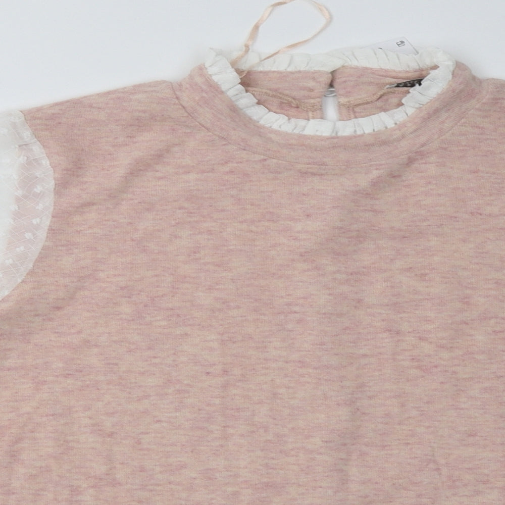 Matalan Womens Pink  Polyester Pullover Sweatshirt Size 18  Button - mesh sleeves