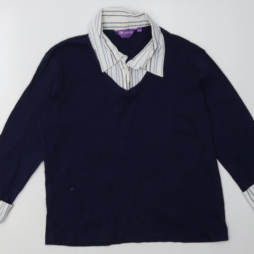 c collection Womens Blue Striped Cotton Pullover Sweatshirt Size 14  Pullover