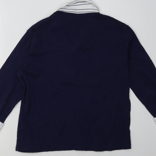 c collection Womens Blue Striped Cotton Pullover Sweatshirt Size 14  Pullover