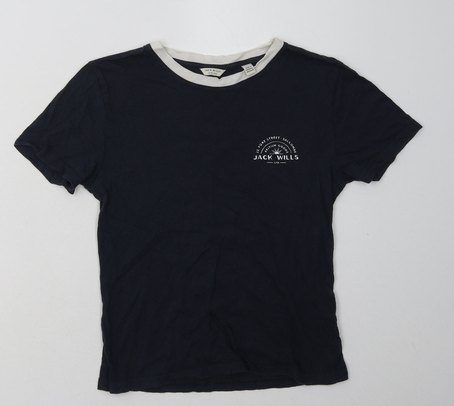 Jack Wills Womens Blue  Cotton Basic T-Shirt Size 10 Crew Neck