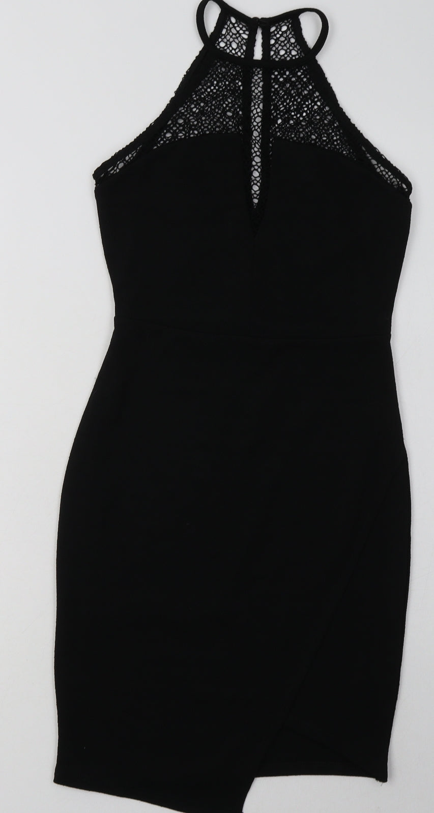 River Island Womens Black  Polyester Bodycon  Size 6  Crew Neck Button