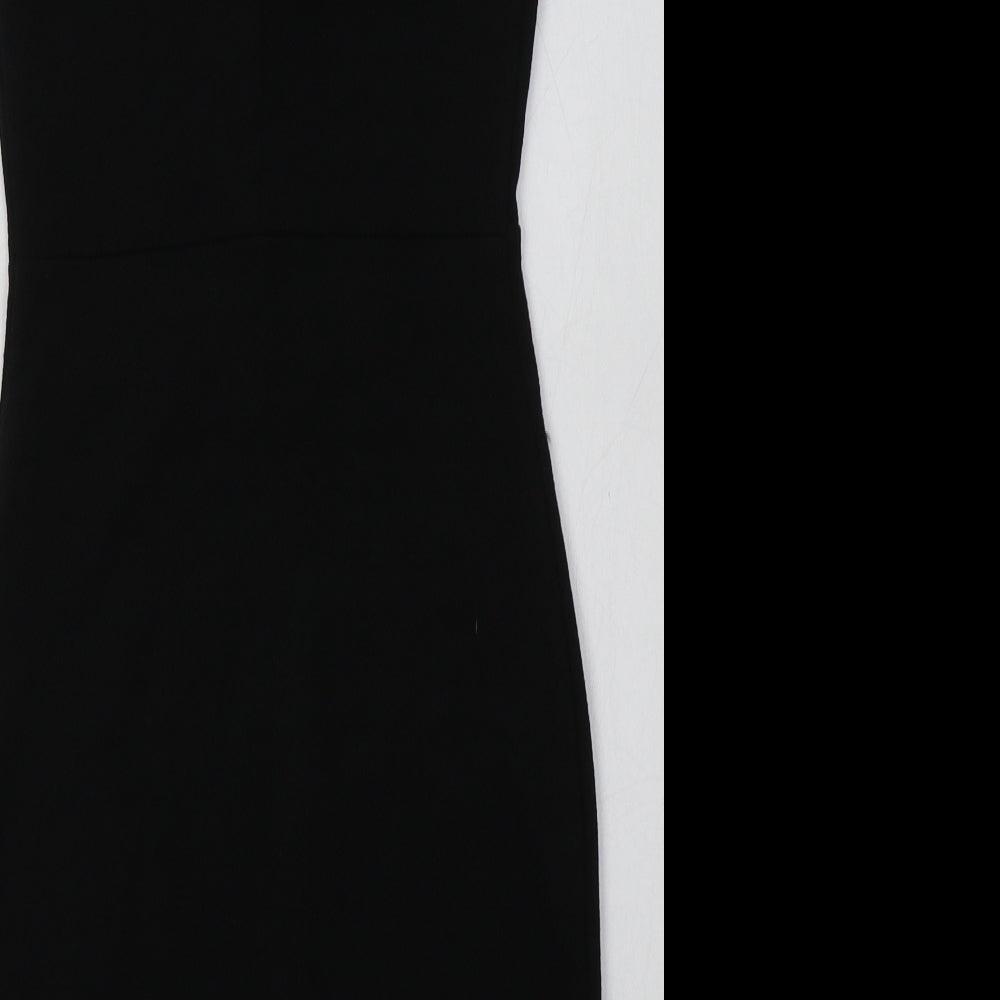 River Island Womens Black  Polyester Bodycon  Size 6  Crew Neck Button