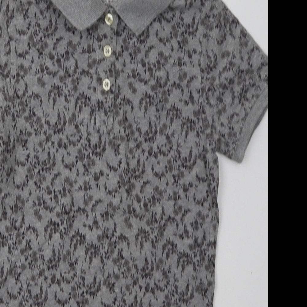 Jack Wills Womens Grey Floral Cotton Basic Polo Size 8 Collared