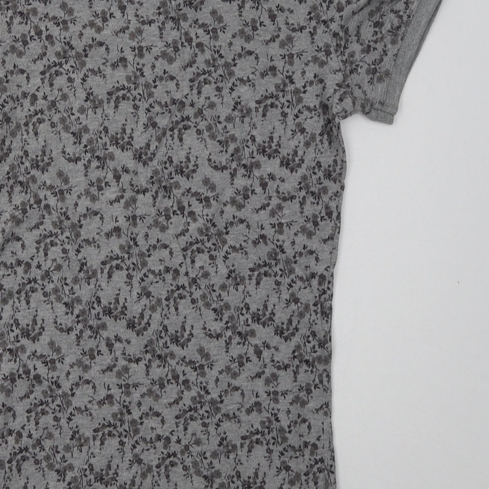 Jack Wills Womens Grey Floral Cotton Basic Polo Size 8 Collared
