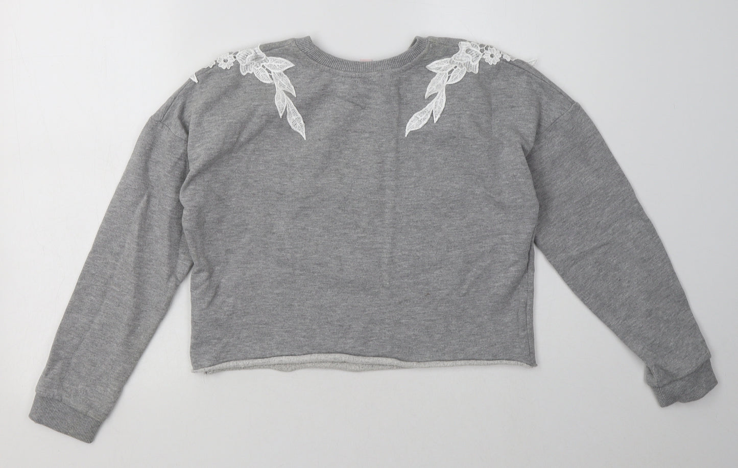 Miss Selfridge Womens Grey Floral Polyester Pullover Sweatshirt Size 10  Pullover