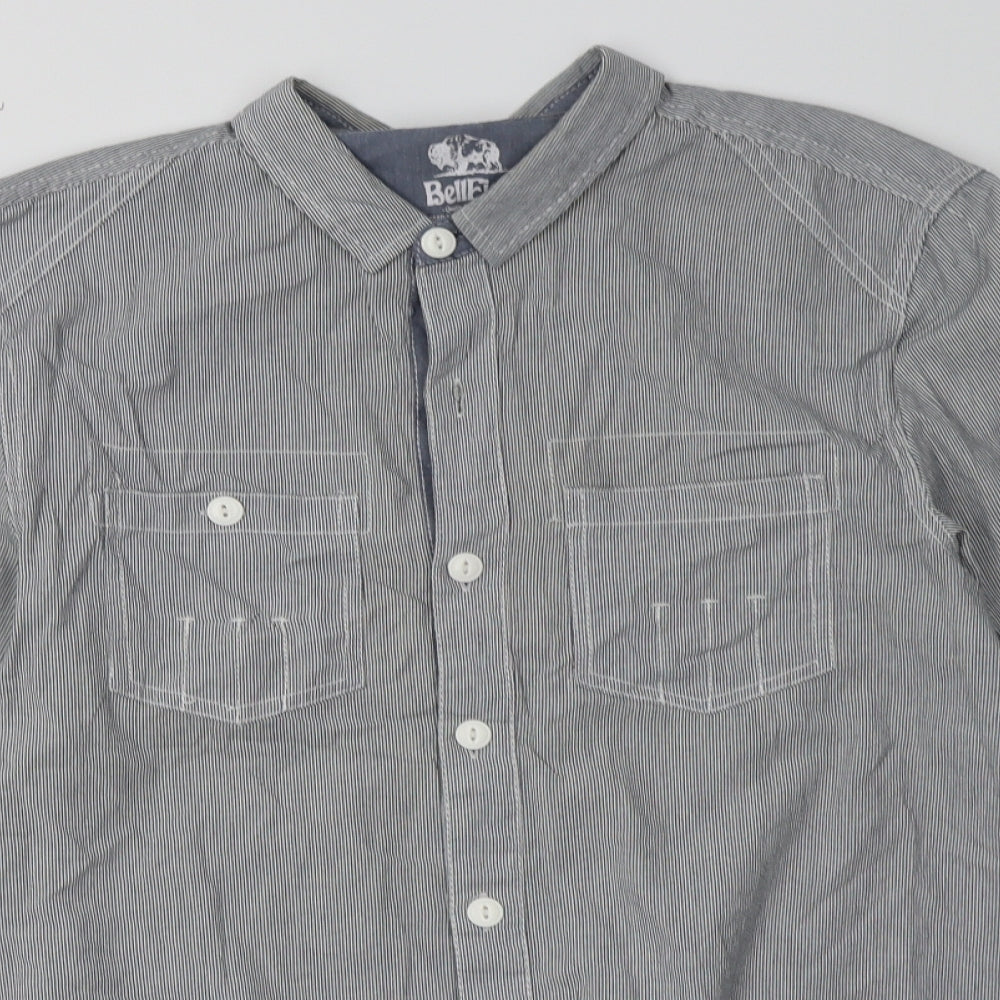 bellfields Mens Blue Striped Cotton  Button-Up Size M Collared Button