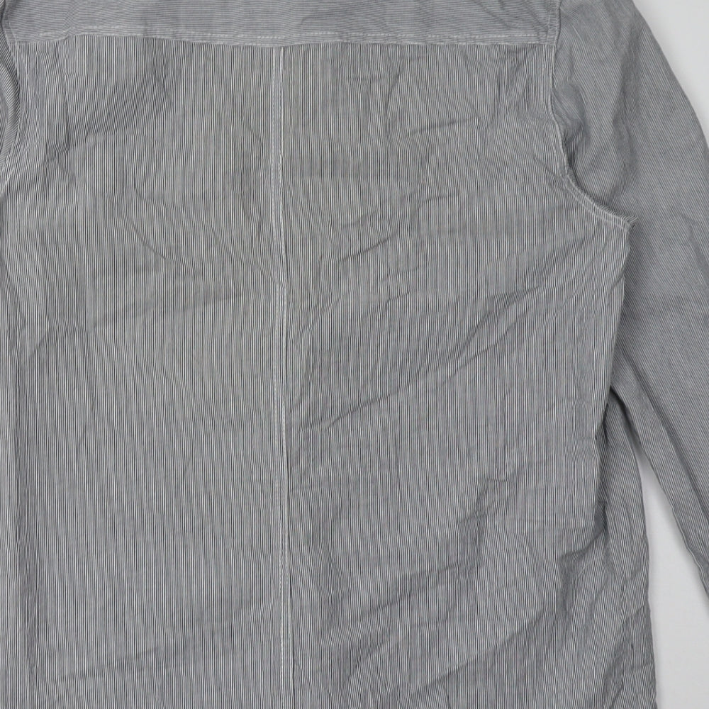 bellfields Mens Blue Striped Cotton  Button-Up Size M Collared Button