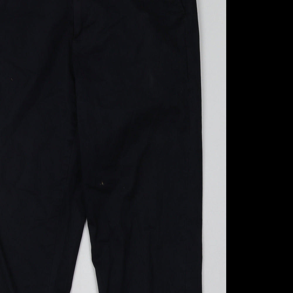 Marks and Spencer Mens Blue  Cotton Chino Trousers Size 34 L29 in Regular Button - Short