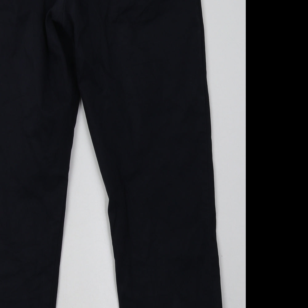 Marks and Spencer Mens Blue  Cotton Chino Trousers Size 34 L29 in Regular Button - Short