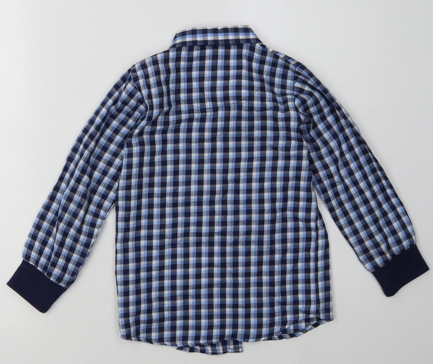 lily&sid Boys Blue Check Cotton Basic Polo Size 5-6 Years Collared Buckle