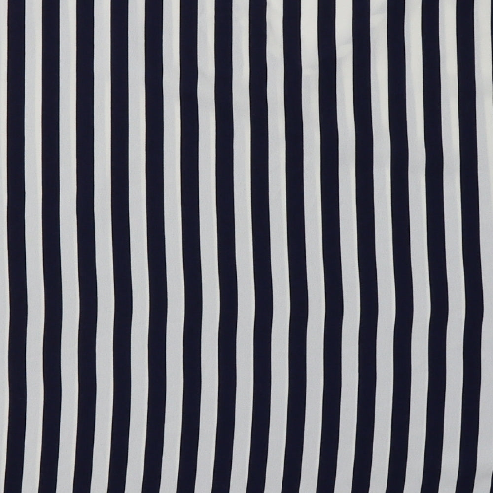 Wallis Womens Blue Striped Polyester Basic Blouse Size M V-Neck