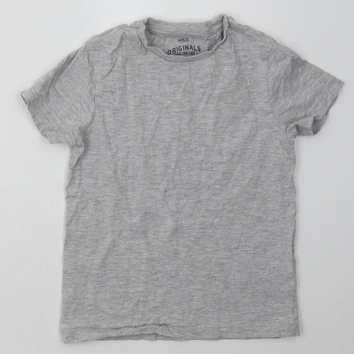 Marks and Spencer Boys Grey  Cotton Basic T-Shirt Size 5-6 Years Crew Neck Pullover