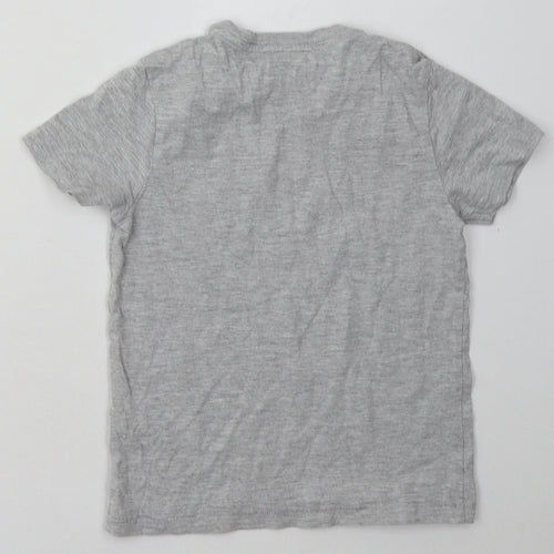 Marks and Spencer Boys Grey  Cotton Basic T-Shirt Size 5-6 Years Crew Neck Pullover